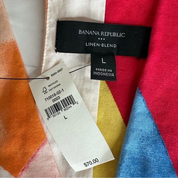 NEW NWT Banana Republic Brush Stroke Linen Blend Sleeveless Top Blouse LARGE - Picture 11 of 16